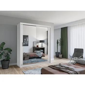 Šatní skříň Zrcadlová šatní skříň 180/62 KAILAN - bílá