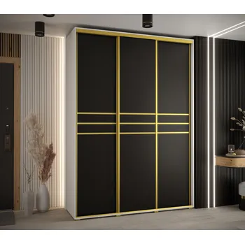 Šatní skříň Šatní skříň ASIRI 10 - 180/45 cm, bílá / černá / zlatá