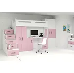 Dětská patrová postel s úložným prostorem bez matrace 80x200 IDA 4 - bílá / růžová