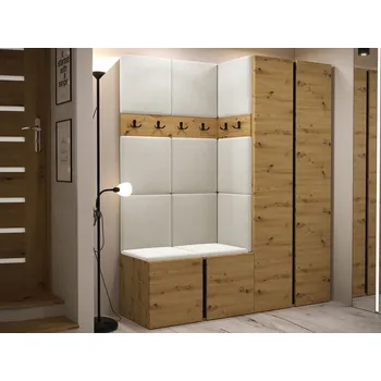 Předsíňová stěna Šatní skříň Veneti SELAND 158 x 186 x 46 cm, odstíny hnědé