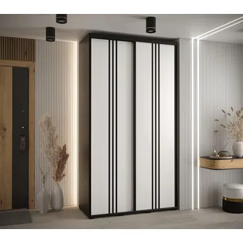 Šatní skříň Šatní skříň ASIRI 6 - 140/45 cm, černá / bílá / černá