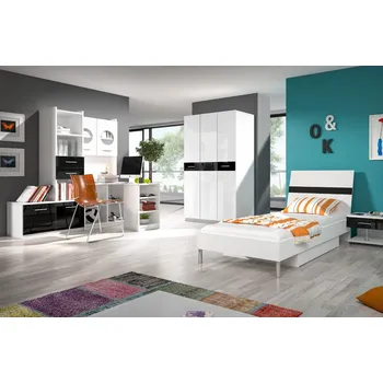 Dětská postel Postel do dětského pokoje RENI 1 - 90x200, bílá / černá