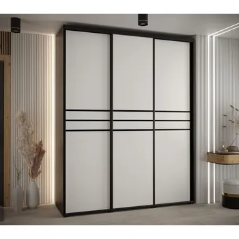 Šatní skříň Šatní skříň YVONA 10 - 200/45 cm, černá / bílá / černá