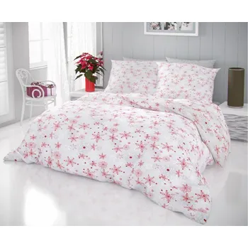 Povlečení Vánoční povlečení 220x200, 70x90cm VLOČKY červenošedé - 1+2, 220x200, 70x90cm 3702_7022001380Z