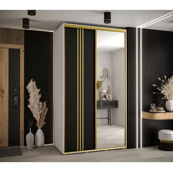 Šatní skříň Šatní skříň ASIRI 7 - 130/45 cm, bílá / černá / zlatá