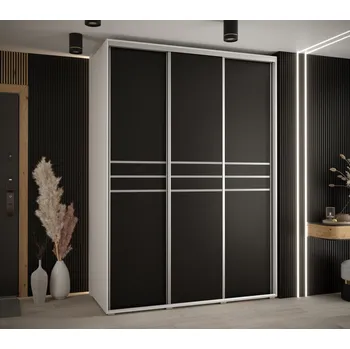 Šatní skříň Šatní skříň YVONA 10 - 170/60 cm, bílá / černá / stříbrná