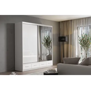 Šatní skříň Moderní šatní skříň s LED osvětlením 200/62 LIZY - bílá