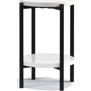 Toaletní stolek Kulatý odkládací stolek VILEM - bílý lesk