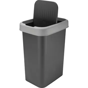 Odpadkový koš Výklopný koš s odklápěcím víkem VALOR 25 l na odpadky šedý tmavý