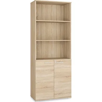 regál Policový regál s dvířky na klíč JOLIE - světlý dub sonoma