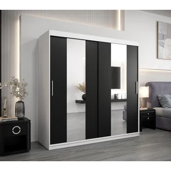 Šatní skříň Šatní skříň ALICE - šířka 200 cm, bílá / černá