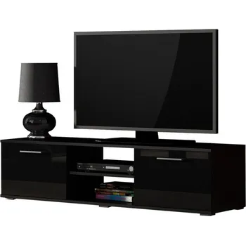 Televizní stolek TV stolek KARA 1 - černý / lesklý černý