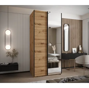 Šatní skříň Dvoudveřová skříň SAMARA 3 - 100 cm, dub artisan / černá