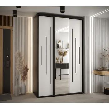 Šatní skříň Šatní skříň ASIRI 13 - 160/45 cm, černá / bílá / černá