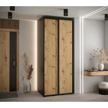 Šatní skříň Šatní skříň YVONA 1 - 100/60 cm, černá / dub artisan / černá