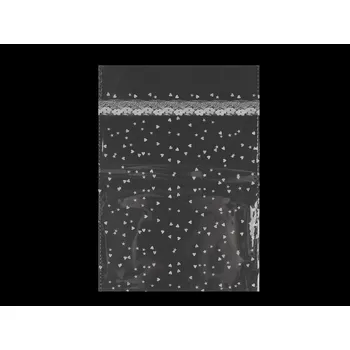 Dárková taška Celofánový průhledný sáček srdíčka 18x25 cm, střední, 1 bílá