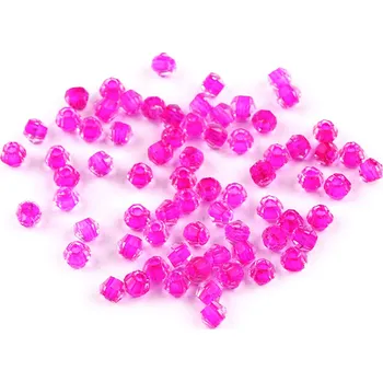 Dětské navlékací korálky Skleněné korálky broušené Ø4 mm transparentní s průtahem, střední, 5 růžová pink