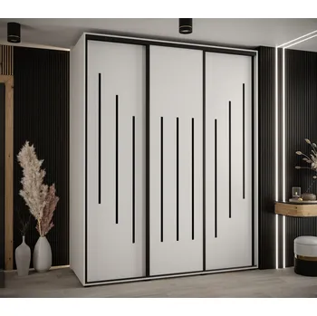 Šatní skříň Šatní skříň YVONA 8 - 190/60 cm, bílá / černá