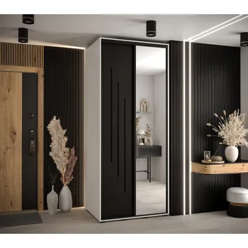 Šatní skříň Šatní skříň YVONA 9 - 100/60 cm, bílá / černá / černá