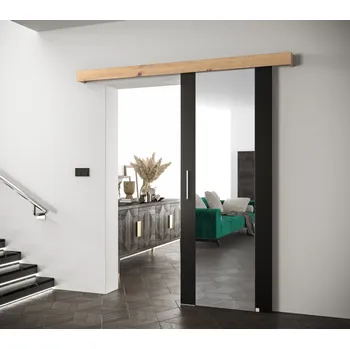 Interiérové dveře Posuvné dveře se stříbrným úchytem SALOME 2 - černé / dub artisan