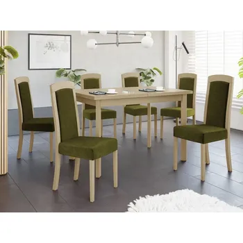 Jídelní stůl Nábytek do jídelny 6+1 ADELBITE 11 - dub sonoma / tmavý olivový