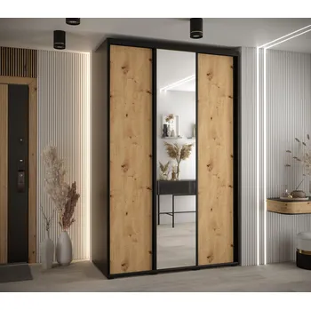 Šatní skříň Šatní skříň YVONA 3 - 150/60 cm, černá / dub artisan / černá