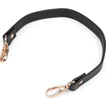 Koženkové ucho s karabinami na kabelku délka 41-43 cm, střední, 2 černá zlatá