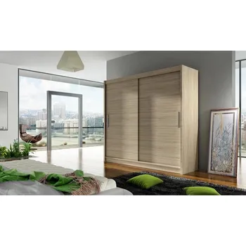 Šatní skříň Vysoká šatní skříň 180 cm s posuvnými dveřmi FLORENCIO 1 - dub sonoma