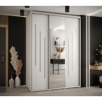 Šatní skříň Šatní skříň YVONA 9 - 170/60 cm, bílá / stříbrná