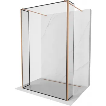 Mexen Kioto volně stojící sprchová stěna 90 x 30 x 30 cm, černý rám, kartáčovaná měď - 800-090-030-222-65-70-030 Sprchové stěny