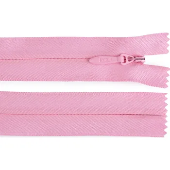 Zip Spirálový zip skrytý No 5 délka 60 cm pevný, střední, 134 růžová dětská světlá