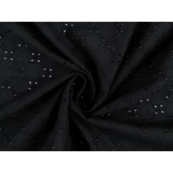 Madeira bavlněná s vyšívanými květy, střední, 5 černá