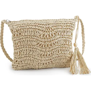 Kabelka Háčkovaná kabelka z rafie - lýka se zipem 27x23 cm, velké, 1 přírodní