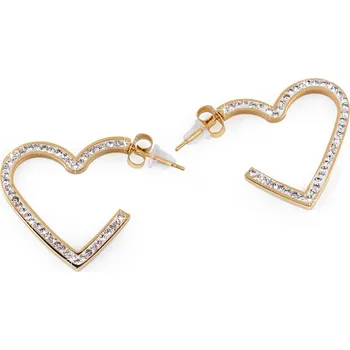 Náramek Náušnice z nerezové oceli s broušenými kamínky srdce, střední, 2 zlatá