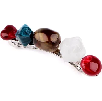 Náramek Francouzská spona do vlasů kameny, střední, 3 béžová