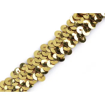 Flitrový prýmek šíře 20 mm elastický, střední, 2 zlatá sv.