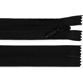 Zip Spirálový zip skrytý No 5 délka 60 cm pevný, střední, 322 černá