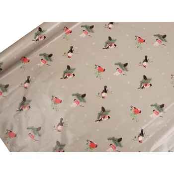 Ubrusovina PVC s textilním podkladem, střední, 39 šedobéžová ptáček