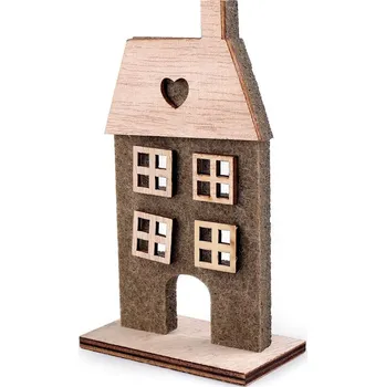 Vánoční dekorace Dřevěný domeček, střední, 3 hnědá