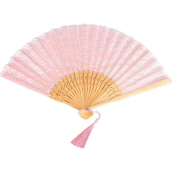 Karnevalový doplněk Vějíř krajkový, střední, 5 růžová světlá