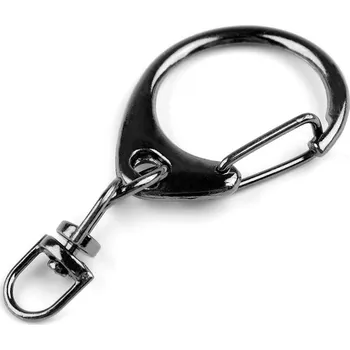 Kovová karabinka otočná 26x54 mm, střední, 2 nikl černý