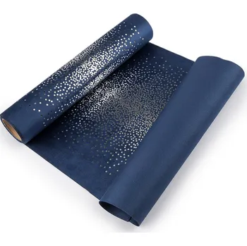 Velvet / samet k výrobě běhounů a dekorací šíře 28 cm, střední, 4 modrá tmavá stříbrná