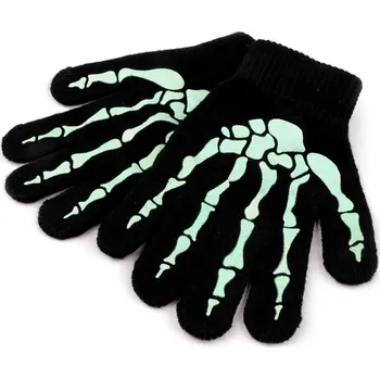 Rukavice Dětské pletené rukavice svítící ve tmě, střední, černá