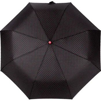 Deštník Dámský skládací vystřelovací deštník s puntíky, střední, 4 černá