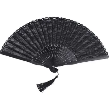 Karnevalový doplněk Vějíř krajkový, střední, 3 černá