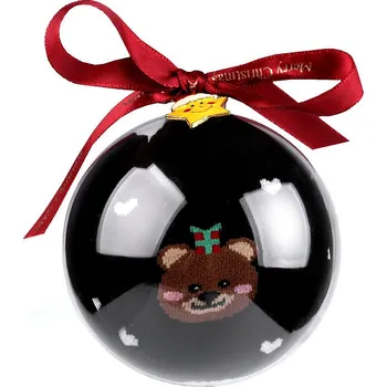 Dámské ponožky Dámské / dívčí vánoční bavlněné ponožky v dárkové kouli s přívěskem, velké, 4 černá medvěd