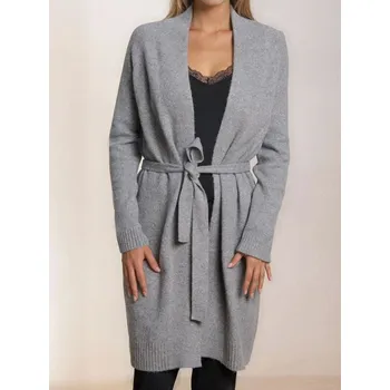 Dámské oblečení Sinsay - Dlouhý kardigan s páskem - šedá - 408FJ-9MM - 408FJ-9MM-M