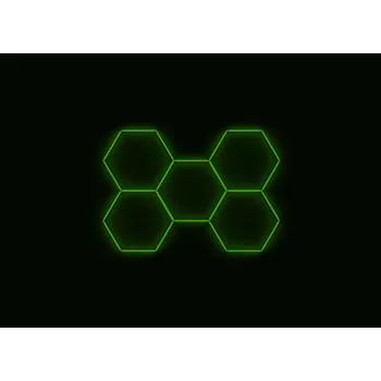 LED panel Kompletní LED hexagonové svítidlo zelené, rozměr: 5 elementů 238 x 168 cm