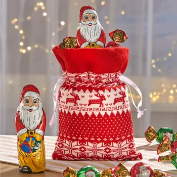 Vánoční dekorace 3Pagen Vánoční pletená taška se sladkostmi 115g