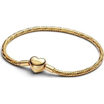 Náramek Zlacený náramek PANDORA Moments s gravírovatelným srdíčkem 18 cm 564236C00-18